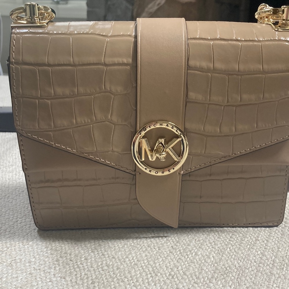 Michael Kors Greenwich, small Crossbody, embossed, leather camo